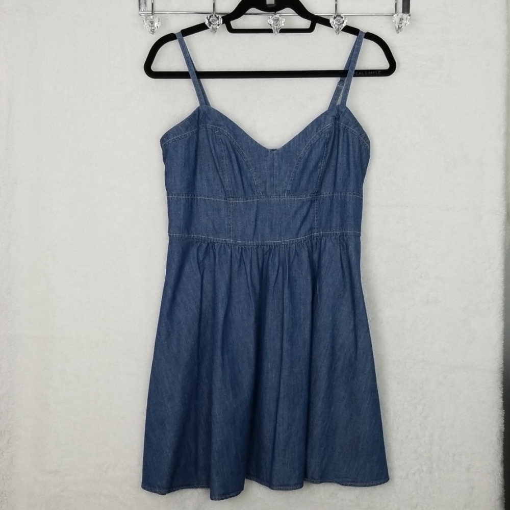 ❤ Express Spaghetti Strap Denim Dress Size M UEC